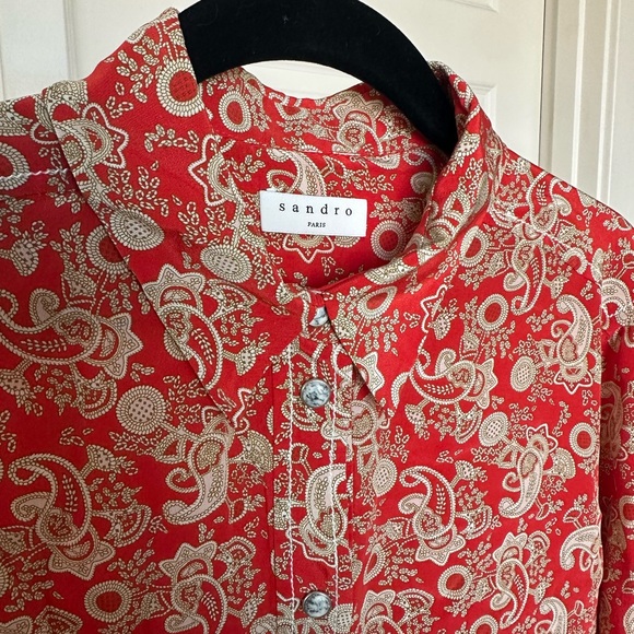 SANDRO Silk Button Up Top - Picture 2 of 6